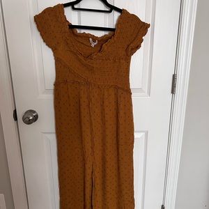 Altar’d State Burnt Orange Off the Shoulder Jumpsuit